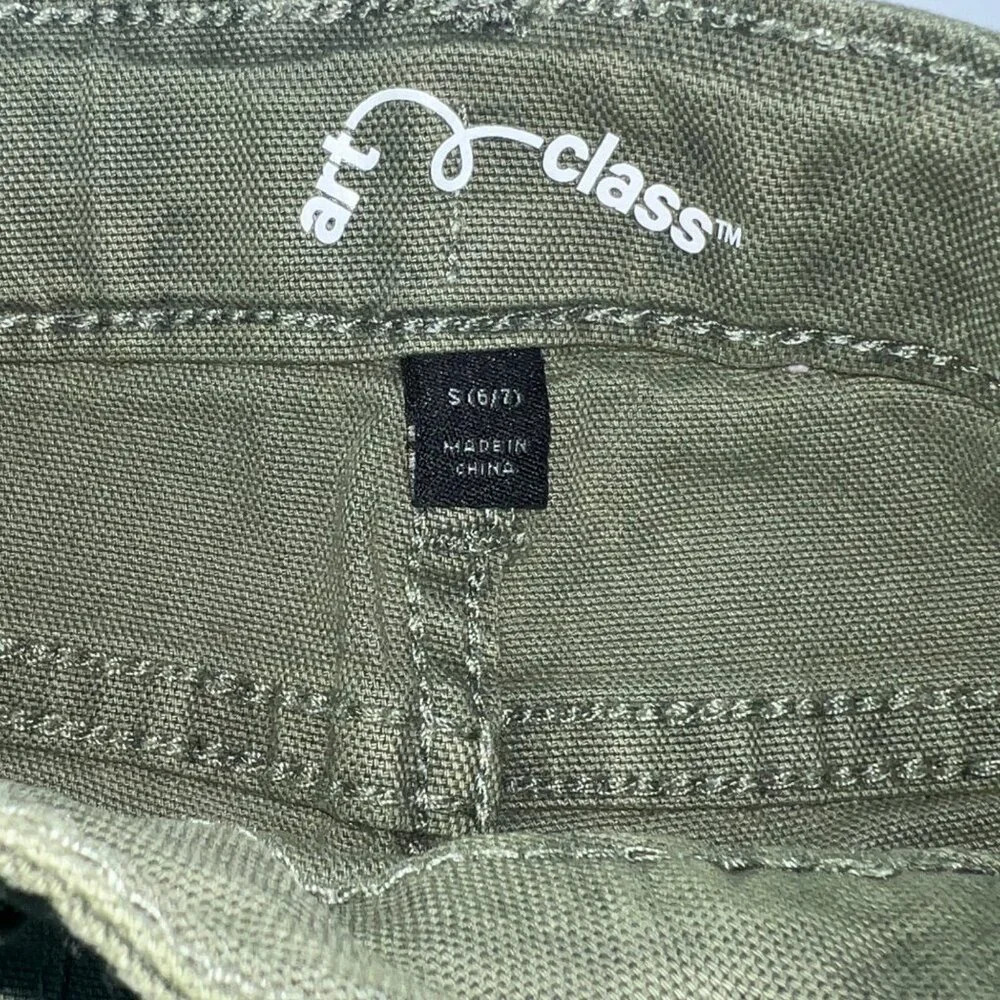 Art Class Cargo Shorts Girls S 6/7 Green Cotton High Rise Casual